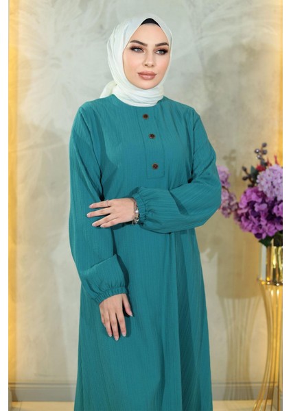 Düğmeli Tesettür Takım Turkuaz MSW10358-7 fiyatları