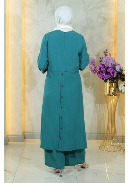 Düğmeli Tesettür Takım Turkuaz MSW10358-7 fırsatları