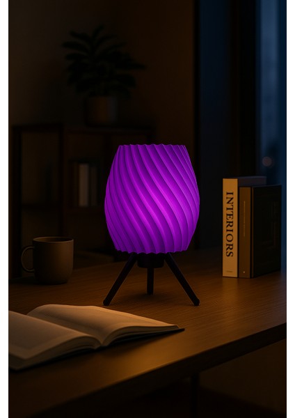 Voltrex Desıgn Spiral Tasarımlı LED Masa Lambası – Modern Dekoratif Gece Lambası – Kablolu, Ampul Dahil, Loş Işık (Sarı / Kırmızı / Beyaz / Mor) fiyatları