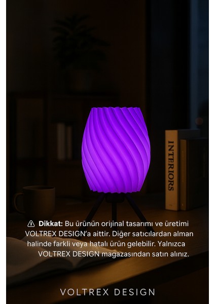 Voltrex Desıgn Spiral Tasarımlı LED Masa Lambası – Modern Dekoratif Gece Lambası – Kablolu, Ampul Dahil, Loş Işık (Sarı / Kırmızı / Beyaz / Mor) fırsatları