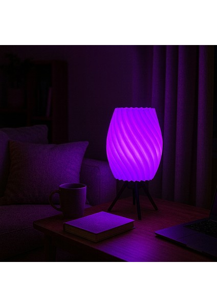 Voltrex Desıgn Spiral Tasarımlı LED Masa Lambası – Modern Dekoratif Gece Lambası – Kablolu, Ampul Dahil, Loş Işık (Sarı / Kırmızı / Beyaz / Mor) indirimleri