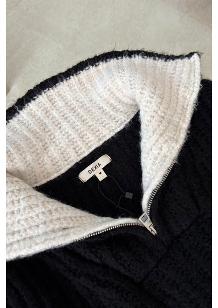 Fermuarlı Renk Geçişli Ithal Triko- Siyah modelleri