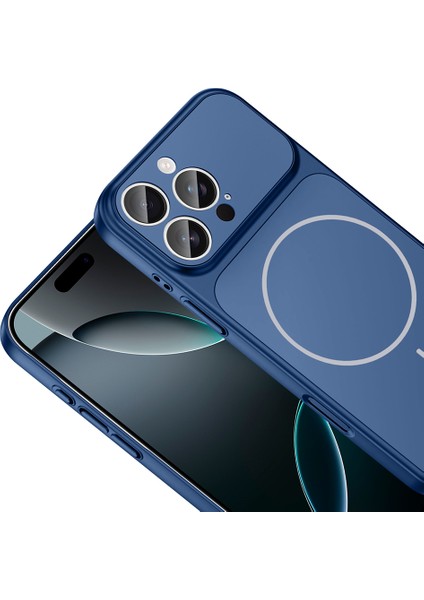 Apple iPhone 14 Pro Max Uyumlu Magsafe Şarj Özellikli Kamera Korumalı Formen Kapak Mavi fiyatları