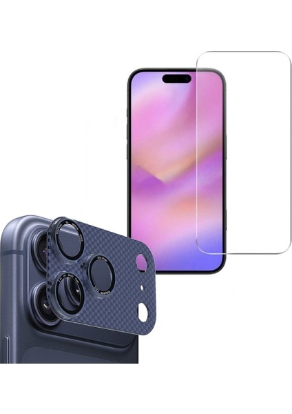 Iphone 17 Pro Max Kamera Lens Koruyucu Cl-21 Mavi + Ekran Koruyucu