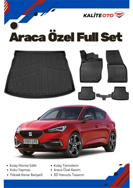 Seat Leon E-Hybrid 2021 Model Yumuşak Paspas+Bagaj Havuzu Seti