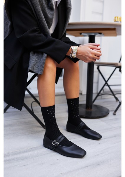 Reyes Kadın Siyah Leopar Detaylı Gercek Deri Babet fırsatları