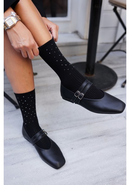 Reyes Kadın Siyah Leopar Detaylı Gercek Deri Babet indirimleri