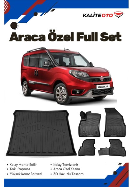 Fiat Doblo 2018 Model Yumuşak Paspas+Bagaj Havuzu Seti