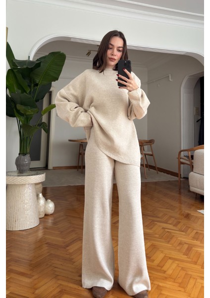 Basic Bisiklet Yaka Triko Takım- Taş