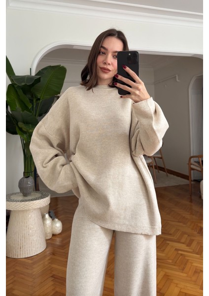 Basic Bisiklet Yaka Triko Takım- Taş modelleri