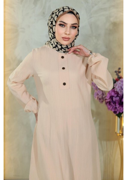 Düğmeli Tesettür Takım Bej MSW10358-3 fiyatları