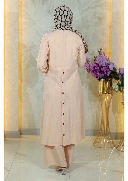 Düğmeli Tesettür Takım Bej MSW10358-3 fırsatları