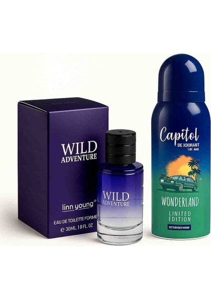 Linn Young Wild Adventure Edt 30 ml Erkek Parfüm ve Capitol Deodorant 2'li Set