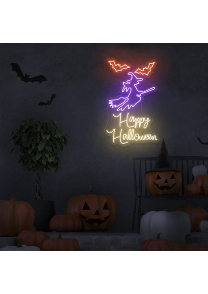 Cadılar Bayramı Özel Happy Halloween Neon LED Yazı