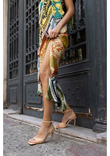 Wimmer Kadin Gumus Cılt Tek Bant Topuklu Sandalet modelleri