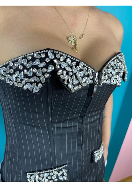 Siyah Taşlı El Yapımı Elegant Korse – Halloween Black Swan Korse fiyatları