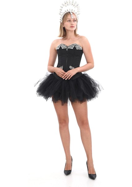 Siyah Taşlı El Yapımı Elegant Korse – Halloween Black Swan Korse fırsatları