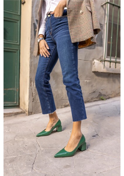 Barbara Kadın Taba Mat Deri Kalın Topuklu Ayakkabi modelleri