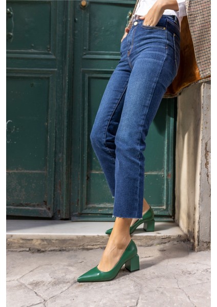 Barbara Kadın Taba Mat Deri Kalın Topuklu Ayakkabi fırsatları