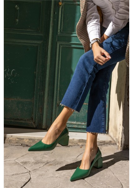 Barbara Kadın Taba Mat Deri Kalın Topuklu Ayakkabi