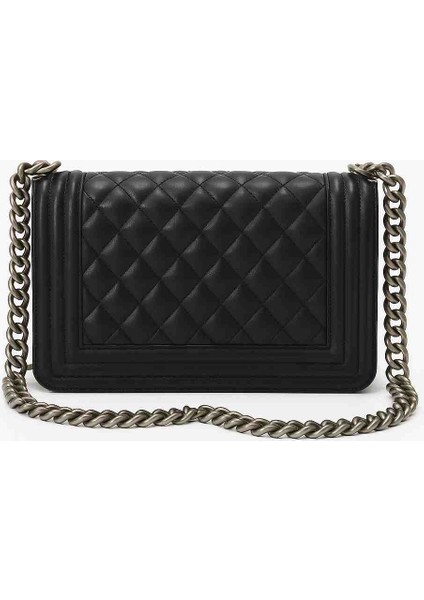 Lacivert Renk Kapitone Desenli Zincir Askılı Kadın Omuz Çantası