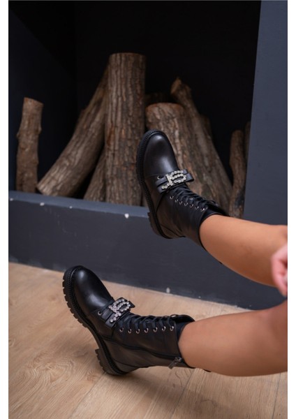 Desiree Kadın Siyah Gercek Deri Postal Bot fırsatları