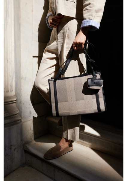 Flofy Kadın Gri Siyah Kumaş Ithal Omuz Çanta fiyatları