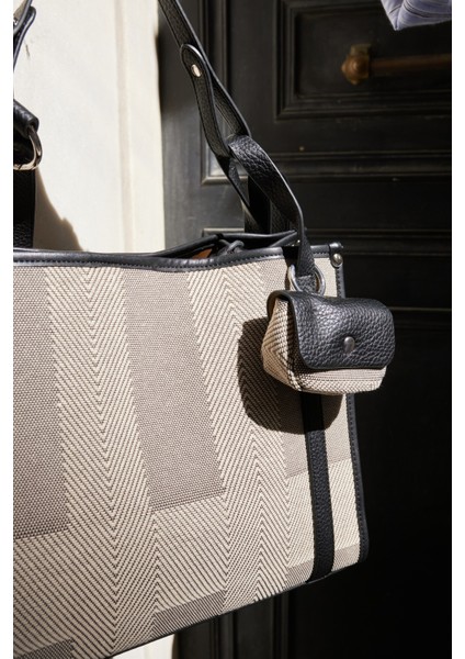 Flofy Kadın Gri Siyah Kumaş Ithal Omuz Çanta
