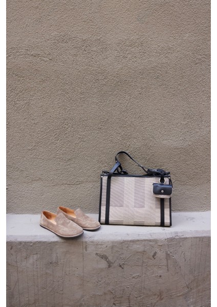 Flofy Kadın Gri Siyah Kumaş Ithal Omuz Çanta