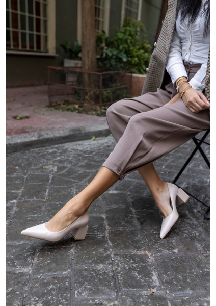 Barbara Kadın Taba Mat Deri Kalın Topuklu Ayakkabi fiyatları