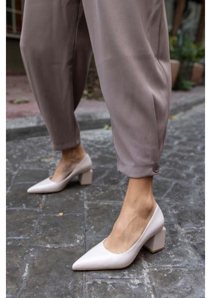 Barbara Kadın Taba Mat Deri Kalın Topuklu Ayakkabi fırsatları