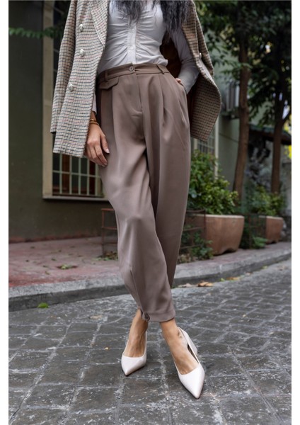 Barbara Kadın Taba Mat Deri Kalın Topuklu Ayakkabi