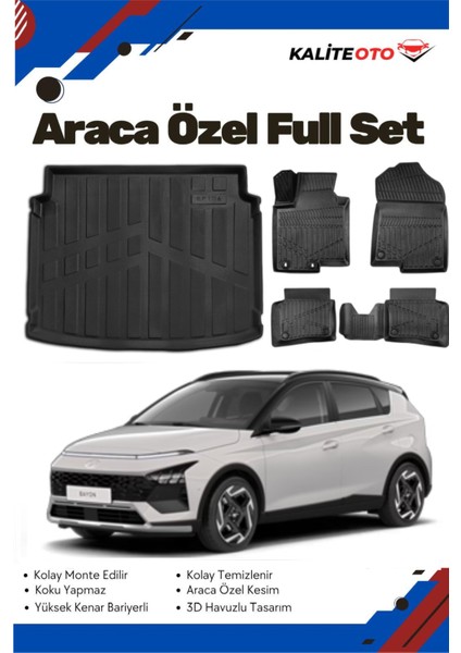 Hyundai Bayon 2025 Model Yumuşak Paspas+Bagaj Havuzu Seti