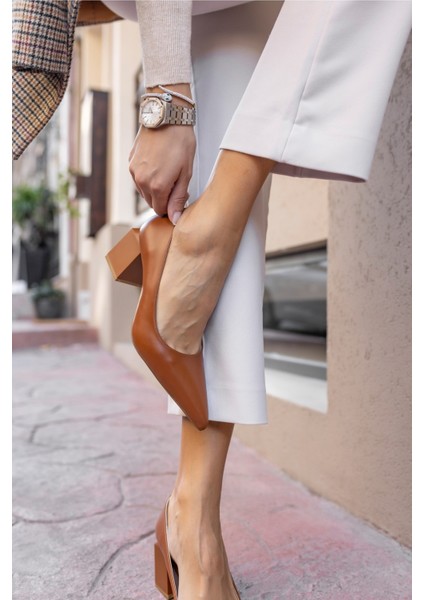 Barbara Kadın Taba Mat Deri Kalın Topuklu Ayakkabi fiyatları