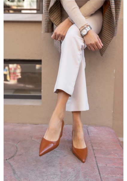 Barbara Kadın Taba Mat Deri Kalın Topuklu Ayakkabi fırsatları