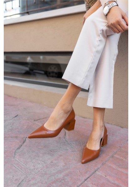 Barbara Kadın Taba Mat Deri Kalın Topuklu Ayakkabi indirimleri