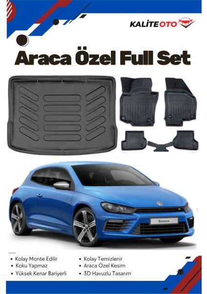 Volkswagen Scirocco 2014-2015-2016 Model Yumuşak Paspas+Bagaj Havuzu Seti