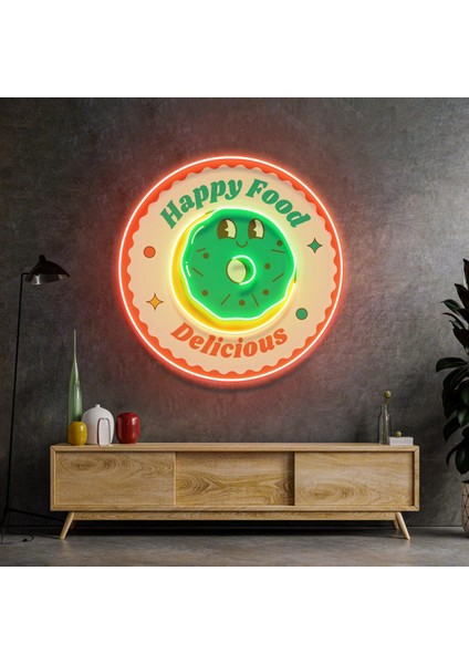 Mutlu Yemek Lezzetli Neon LED Yazı