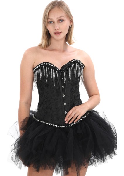 Siyah Taşlı El Yapımı Elegant Korse – Halloween Black Swan Korse fiyatları