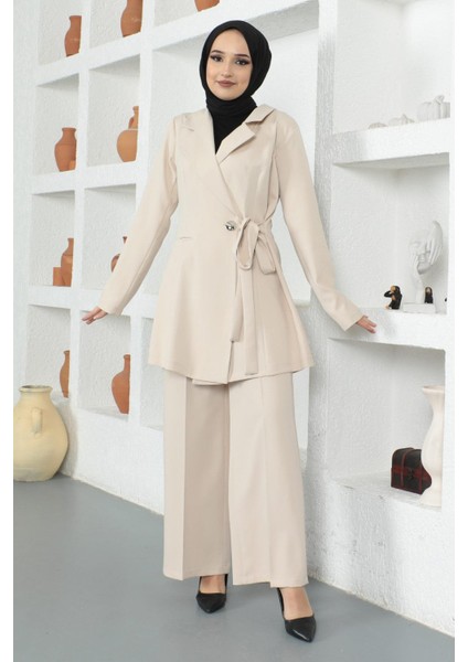 Kuşak Detaylı Takım Bej MSW19106 modelleri