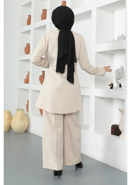 Kuşak Detaylı Takım Bej MSW19106 indirimleri