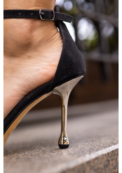 Rosetta Kadin Bej Simli Tek Bant Topuklu Sandalet