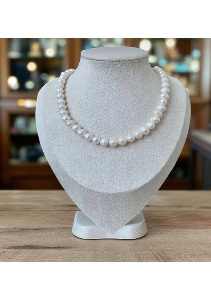 925 Ayar Gümüş Doğal 8mm Inci Kolye - 40 cm 7 cm Uzatma fiyatları