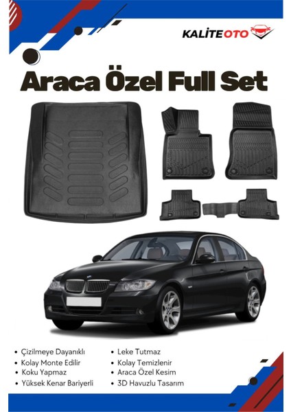 Bmw 3 Serisi E90 2005 Model Yumuşak Paspas+Bagaj Havuzu Seti
