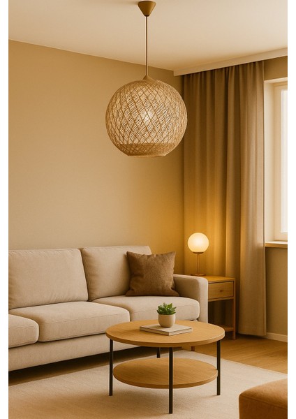 Doğal El Yapımı Bohem-Rustik-Modern-Jüt-Yapımı Sarkıt avize