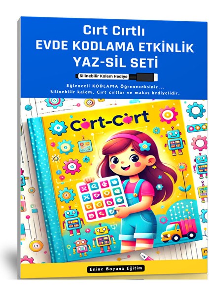 Cırt Cırtlı Evde Kodlama Etkinlik Yaz-Sil Kitabı