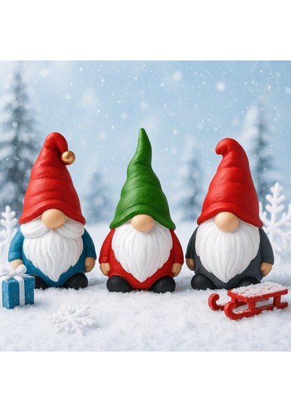 Şömine ve Ağaç Yanına Yeni Yıl 3 Lü Noel Cüce Süsleri el Yapımı Özel Tasarım şık Biblo Hediye 13 cm fiyatları