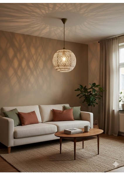 Doğal El Yapımı Bohem-Rustik-Modern-Jüt-Yapımı Sarkıt avize