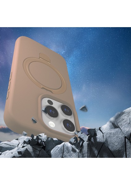 Apple iPhone 15 Pro Uyumlu Magsafe Şarj Özellikli Standlı Samara Kapak Desert Gold fiyatları