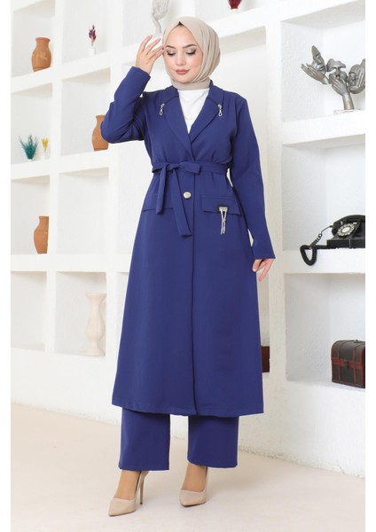 Fermuar Detaylı Takım Indigo 19201